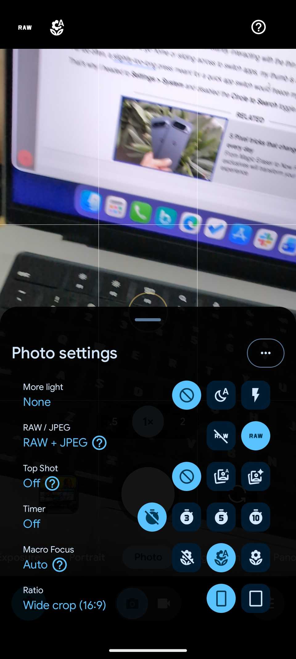 Impostazioni della fotocamera Pixel