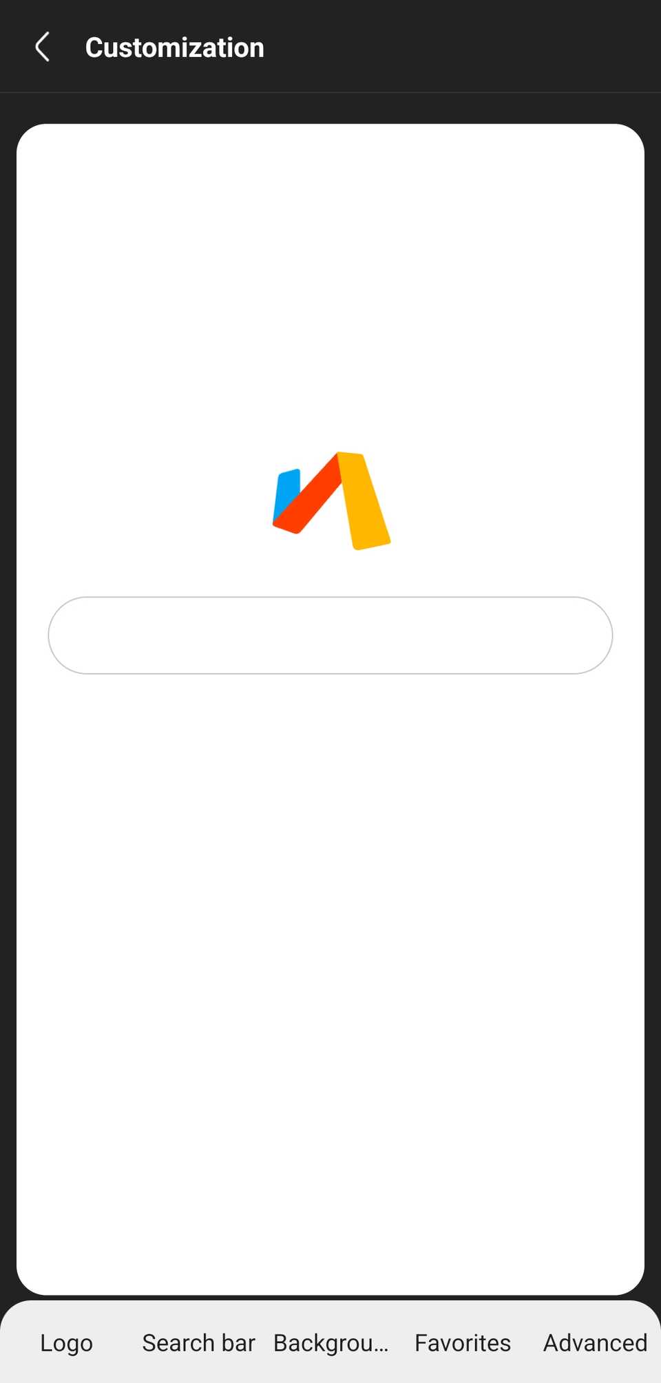 Personalizza tramite la barra di ricerca
