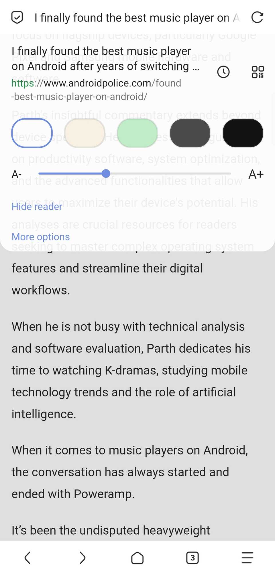 Modalità lettore in Via