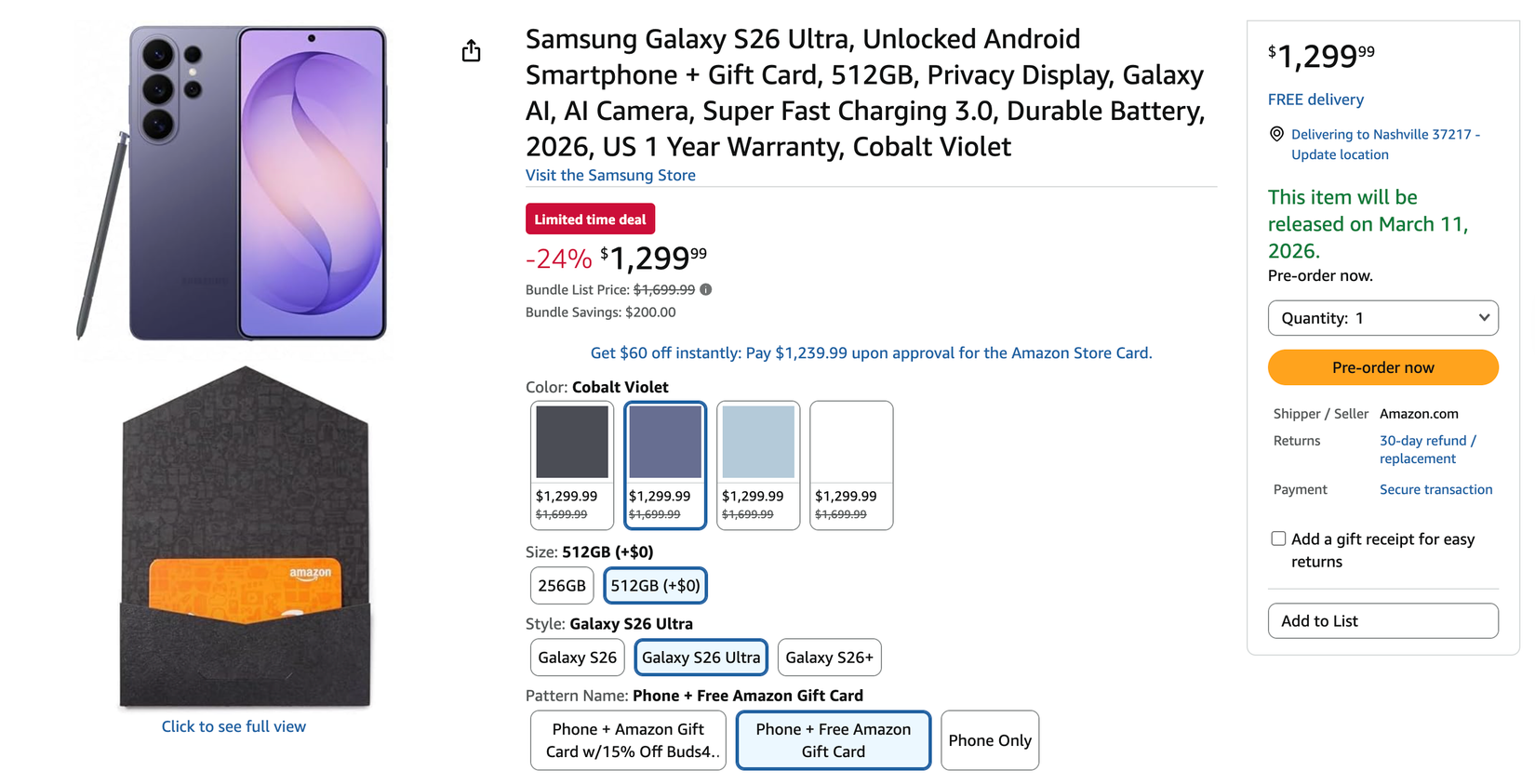 Samsung Galaxy S26 Ultra promotion