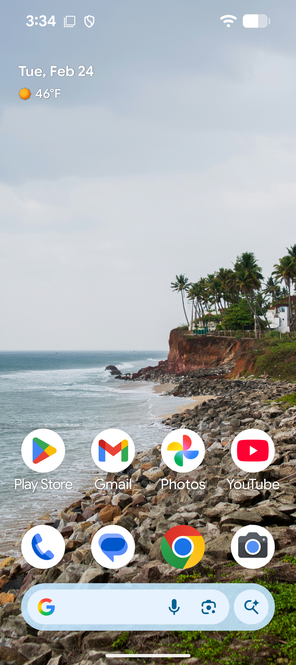Uno screenshot dell'immagine di una casa sulla riva utilizzata come sfondo