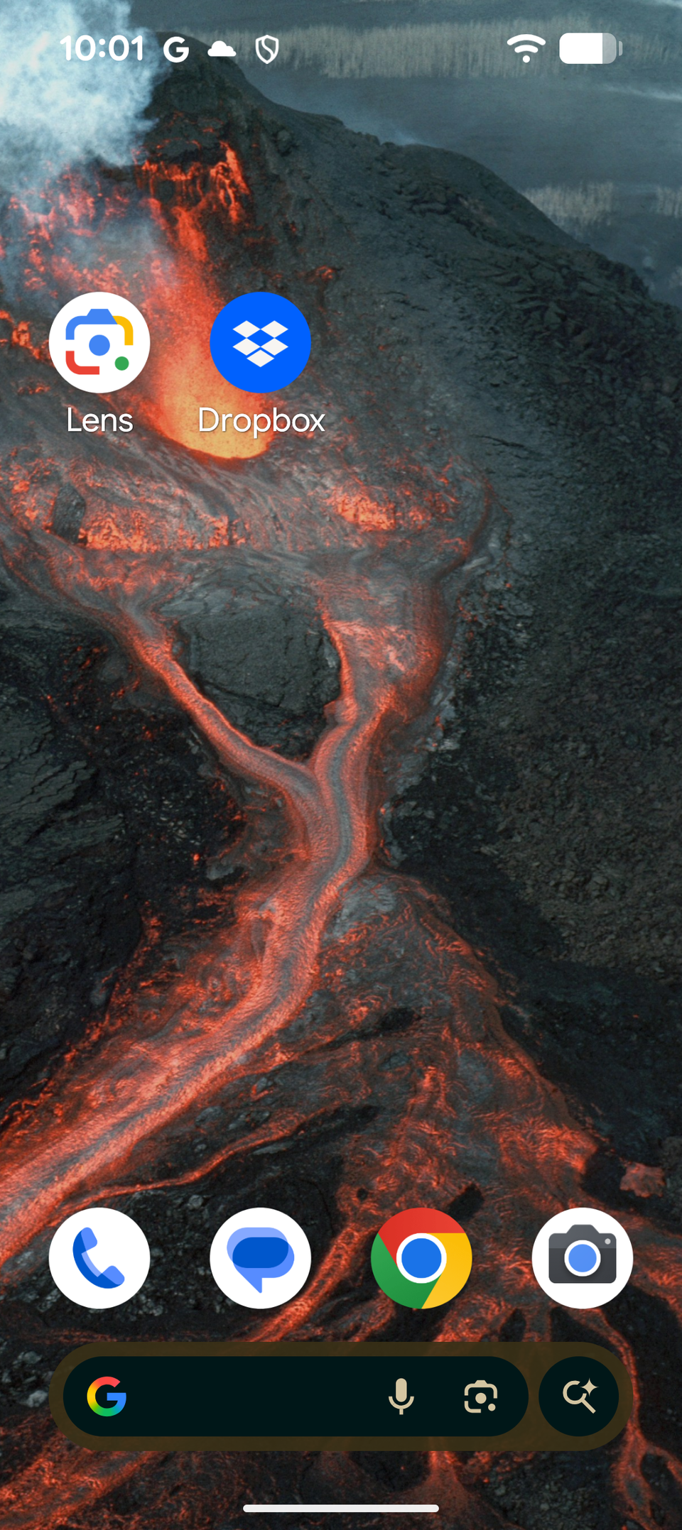 Uno screenshot dell'immagine di un vulcano utilizzata come sfondo