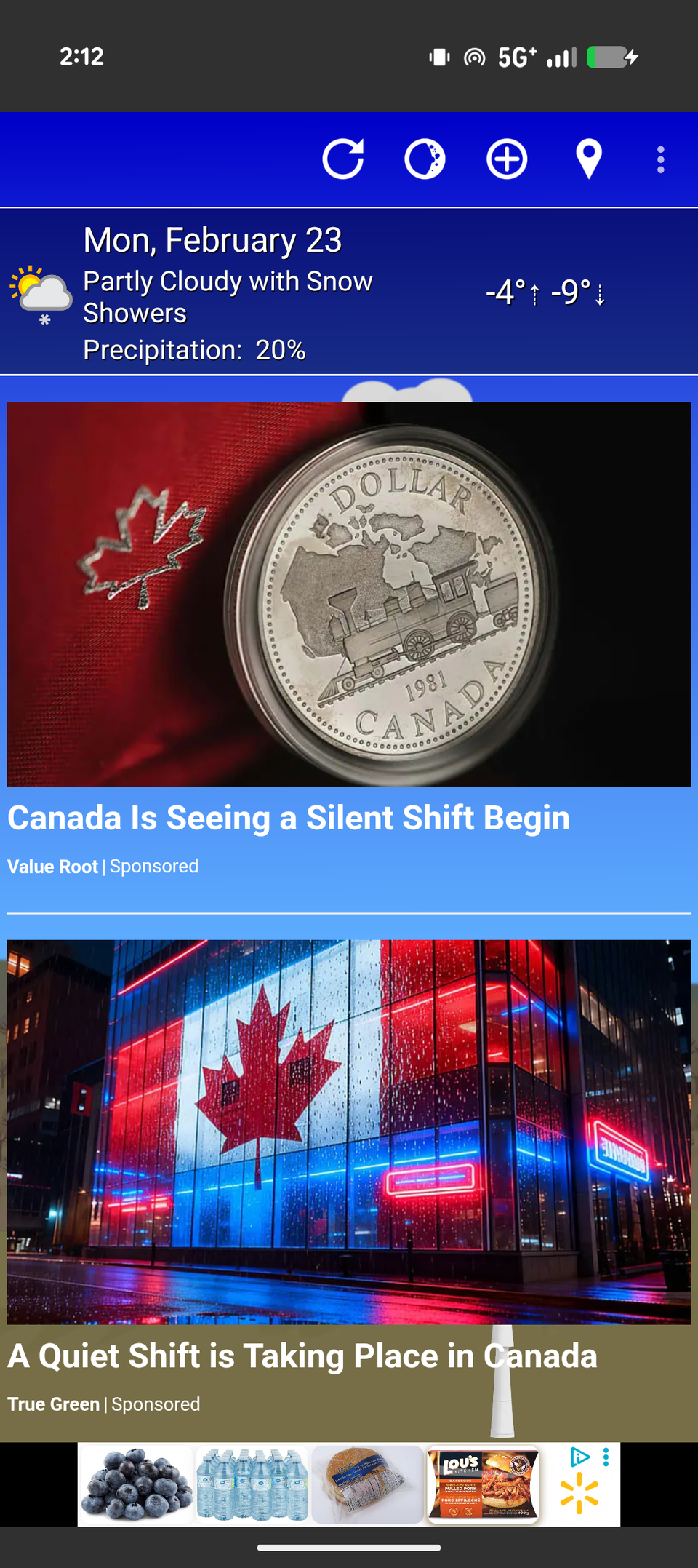 A screenshot displaying the ads hidden at the bottom of the What The Forecast home screen