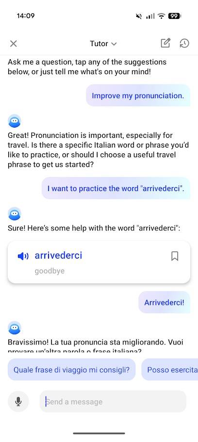 conversation with ai bot in speak app
