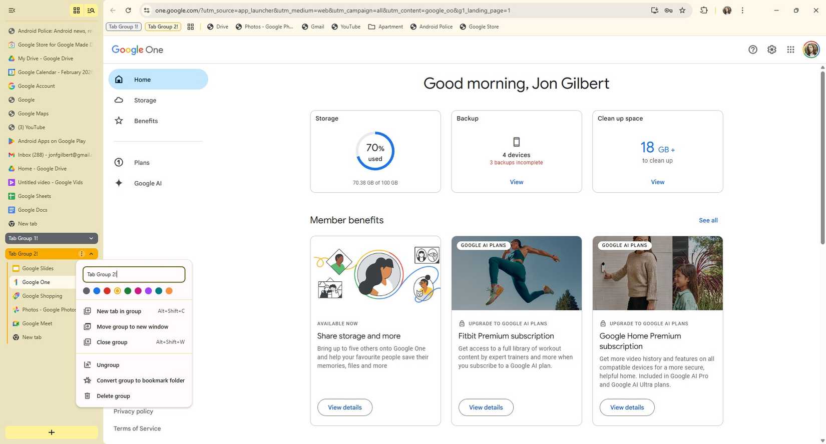 grupos de guias no Chrome Canary