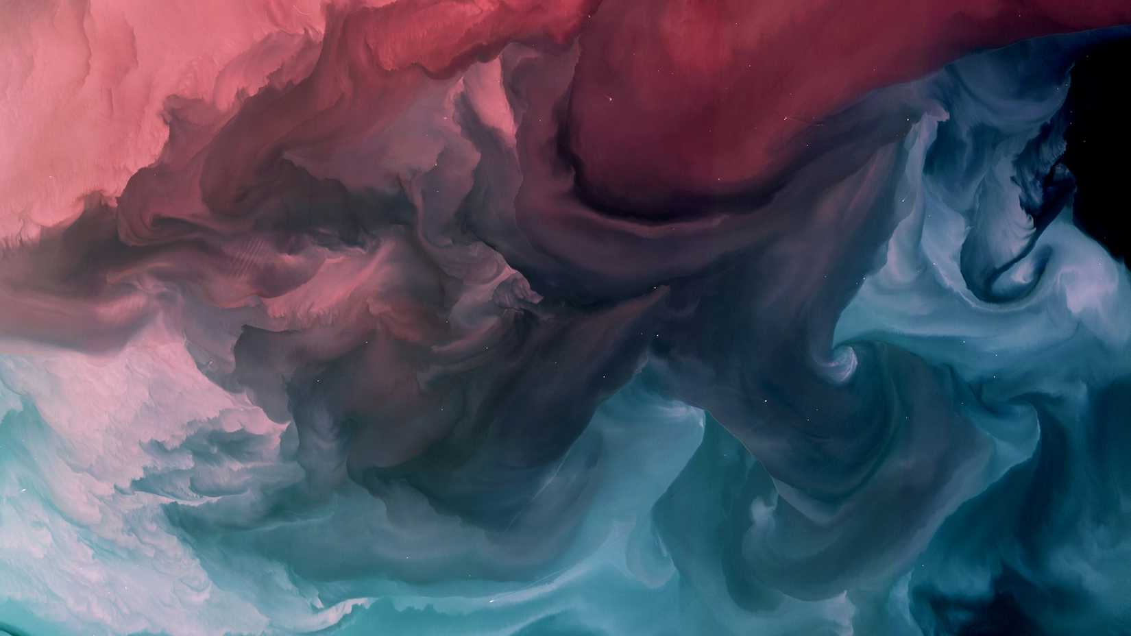 Sedimento rosso e blu dall'aspetto fumoso nel Golfo del Messico al largo della costa della Louisiana