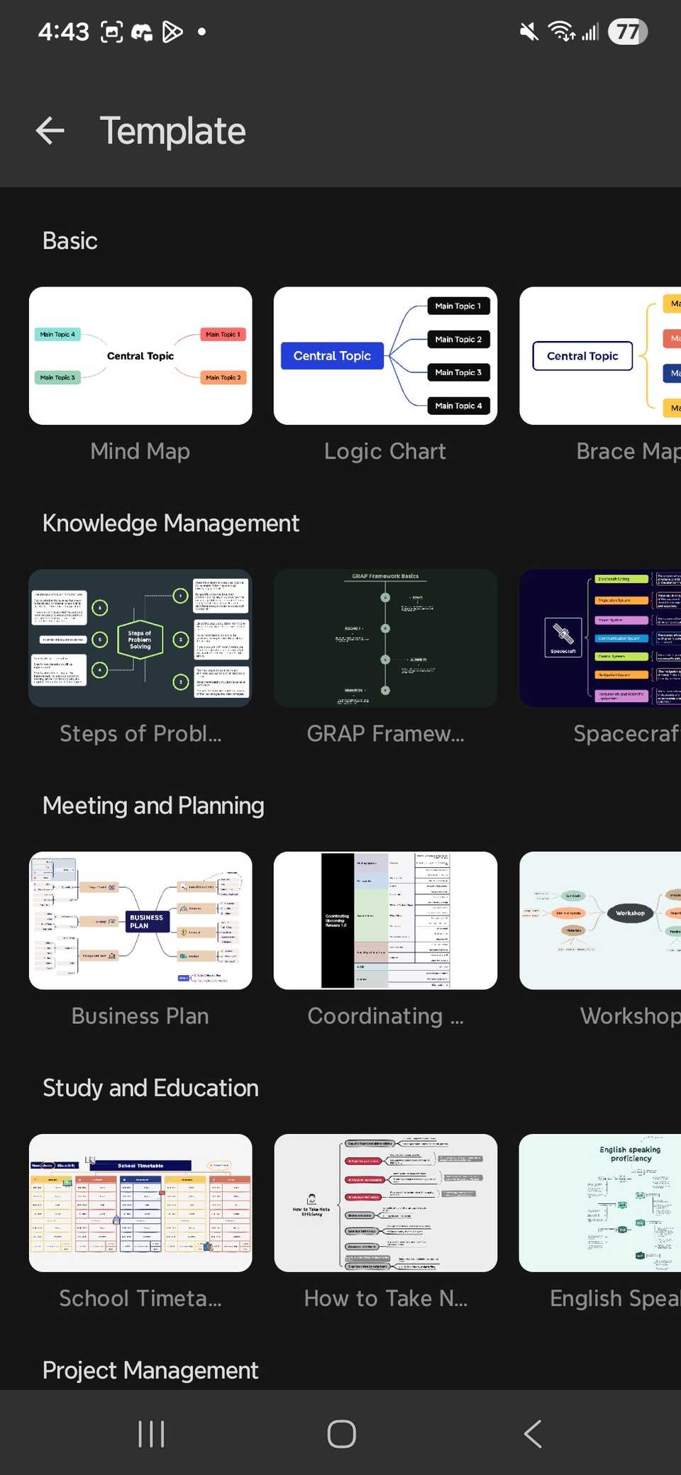 Modelli da utilizzare nell'app Xmind su Android