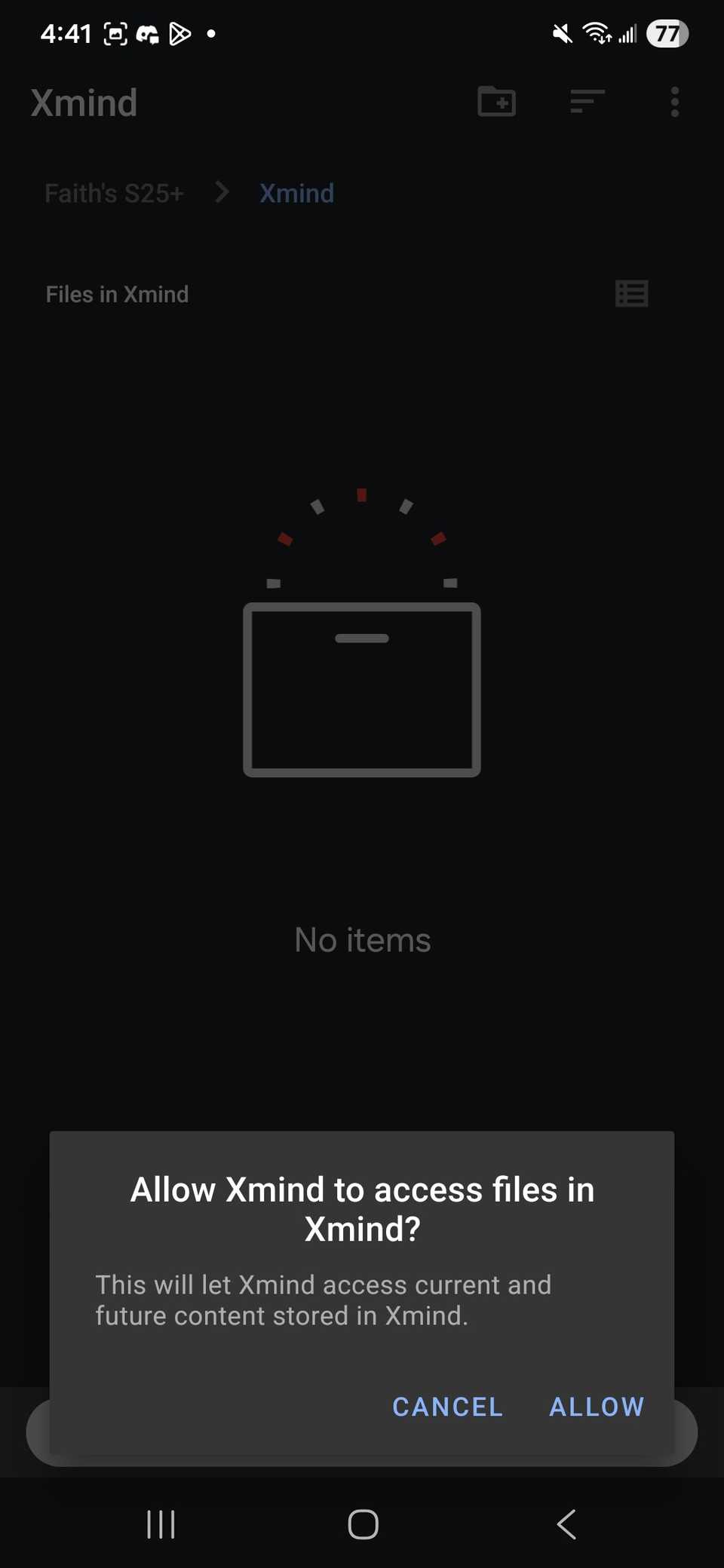 Consenti l'accesso ai file con l'app Xmind