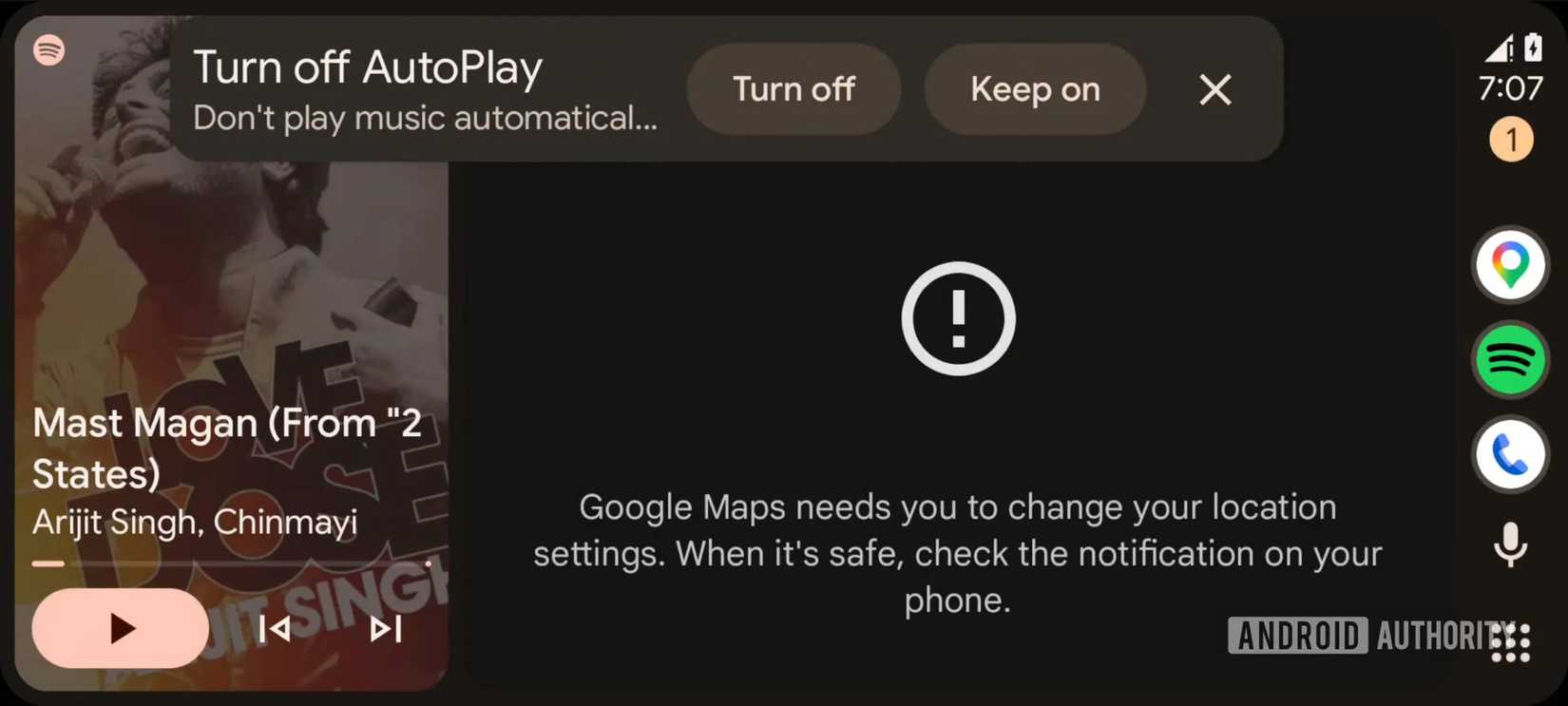 Notificação de desligamento automático do Android Auto-AA