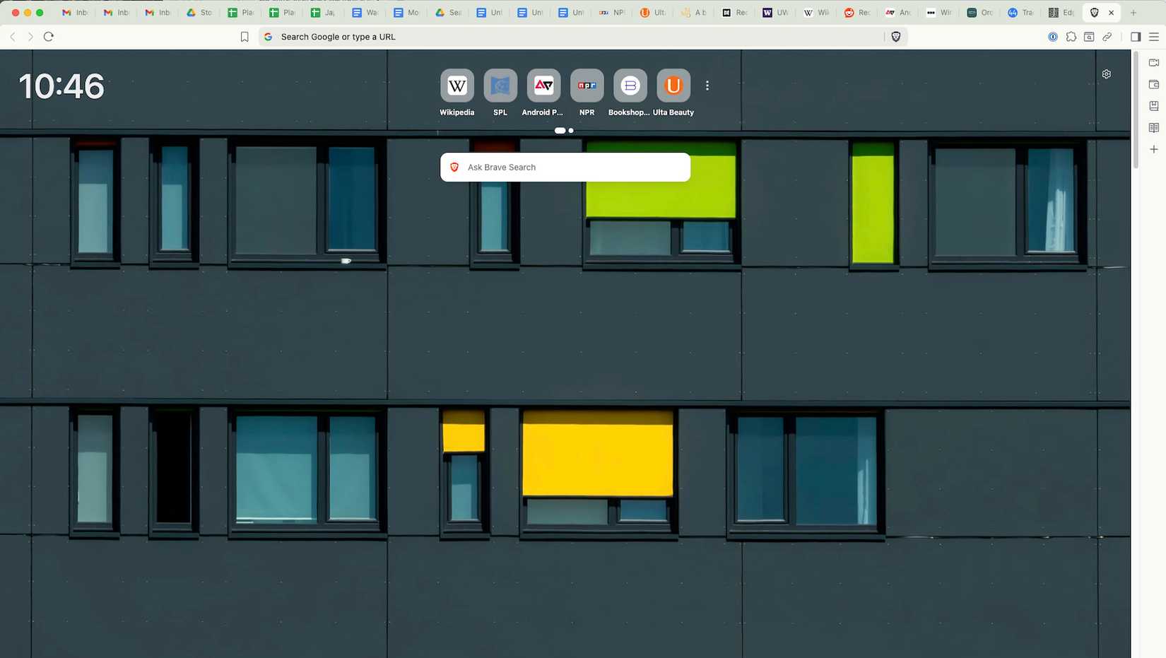 Uma captura de tela do Brave Browser com mais de uma dúzia de guias abertas na parte superior
