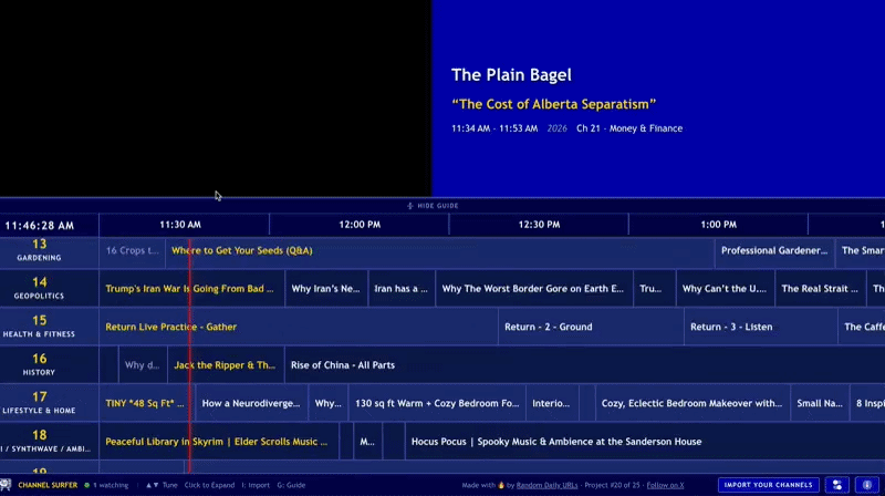 Um GIF destacando o Channel Surfer.