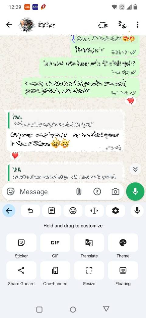 Screenshot showing the Floating option in Gboard