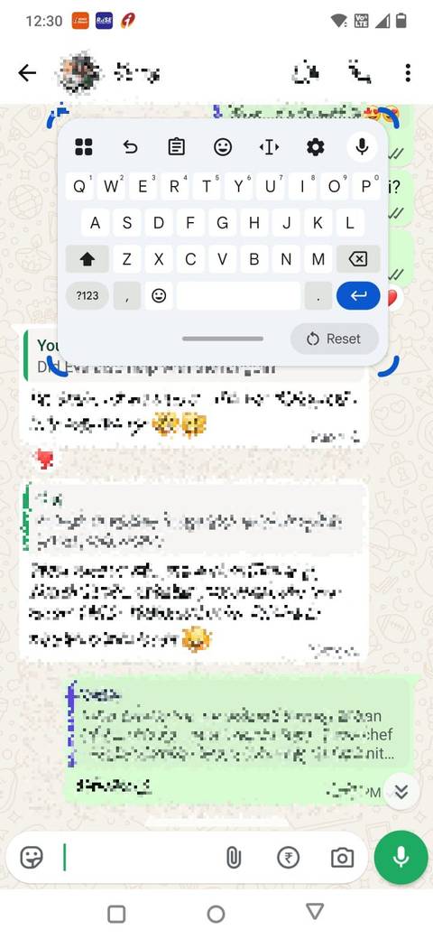 Screenshot showing the floating keyboard in Gboard