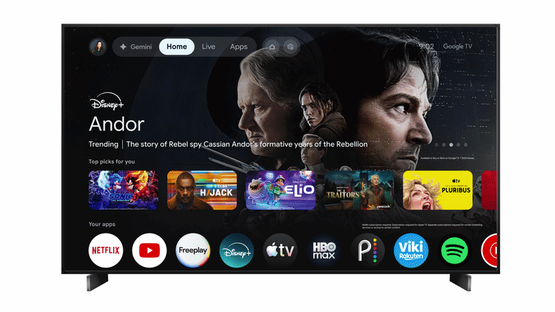 Um GIF destacando o mergulho profundo de Gêmeos no Google TV.
