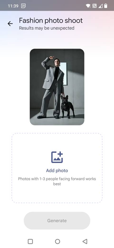 Screenshot showing the AI creation tool in Google Photos