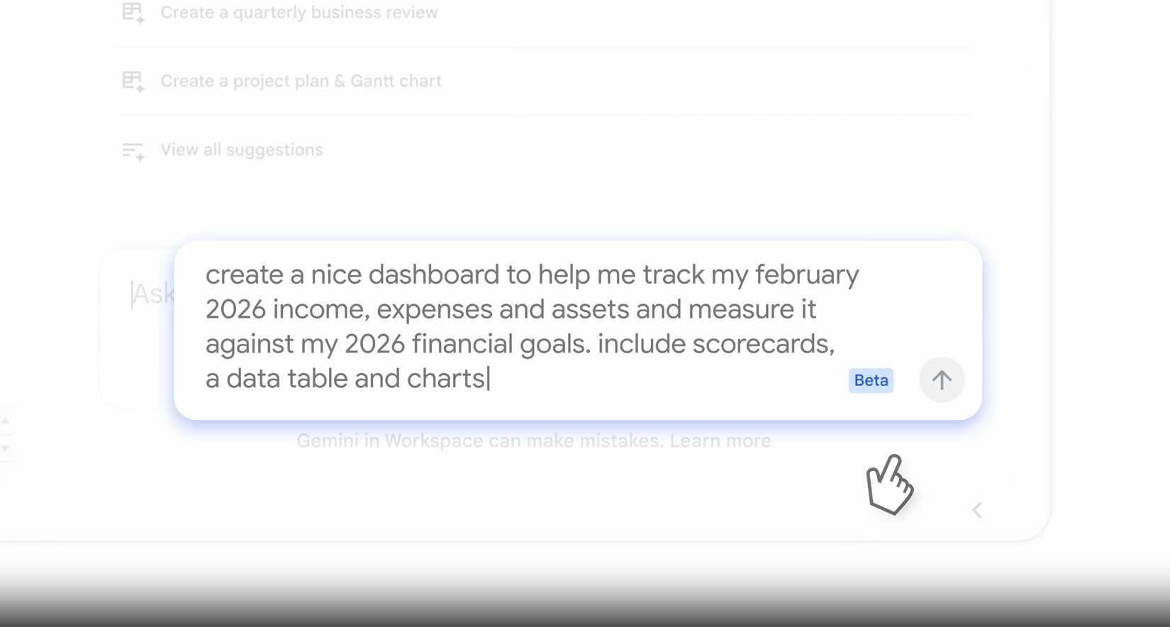 Uma imagem destacando uma solicitação para Gemini no Planilhas.