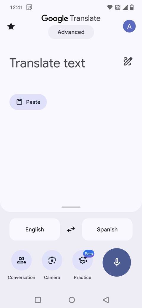 Screenshot showing the Conversation tab in Google Translate