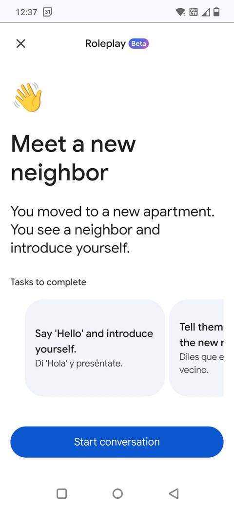 Screenshot showing a roleplay example n Google Translate