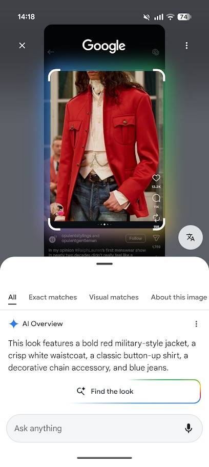 uomo in camicia bianca e giacca rossa nei risultati di ricerca di Google