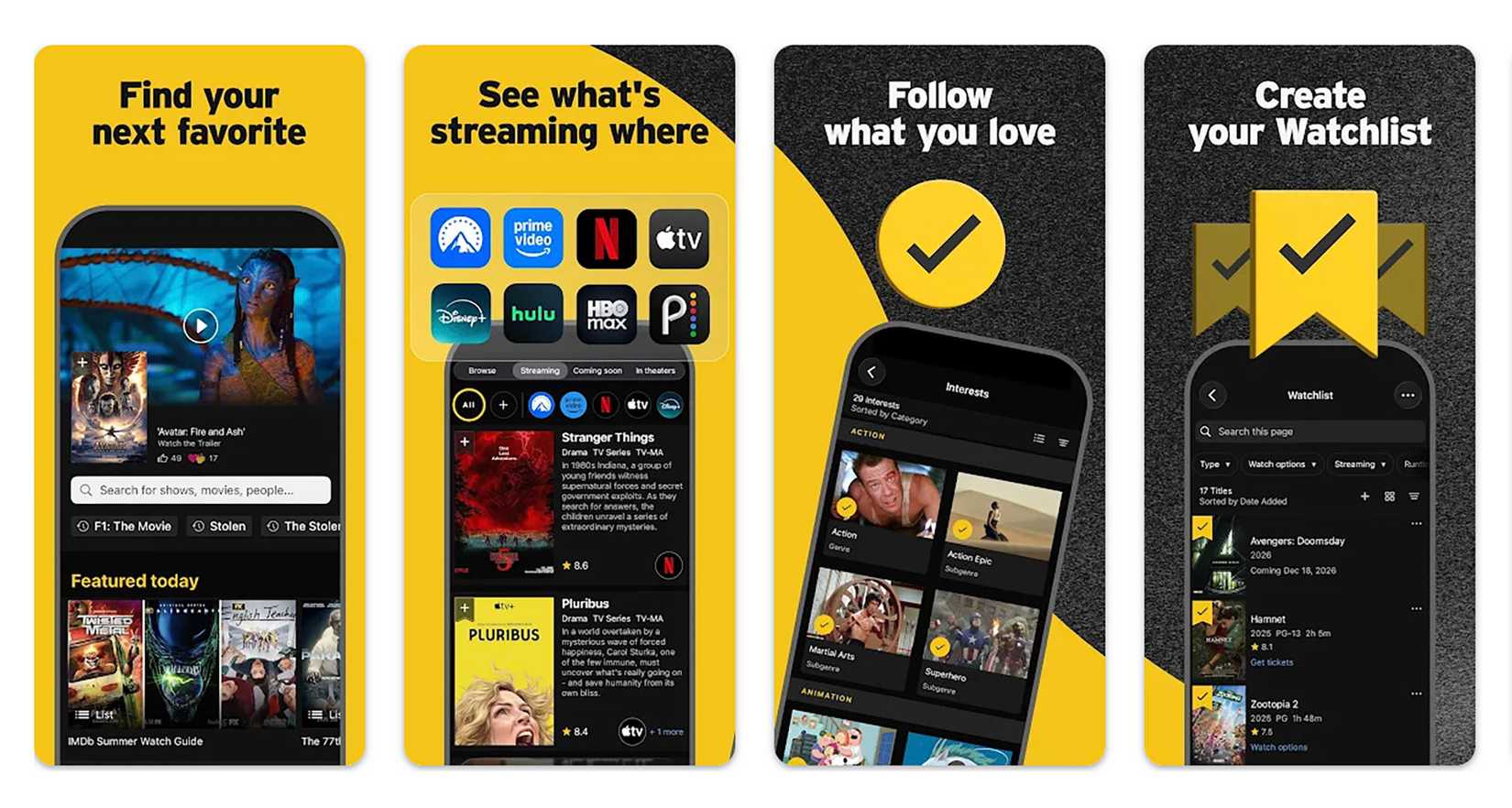 four screens of IMDB