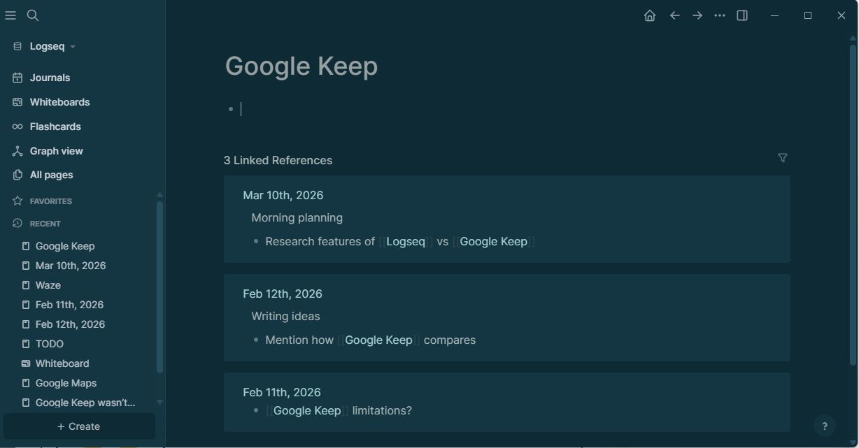 Google Keep is great, but Logseq's journal feature fixed my biggest ...