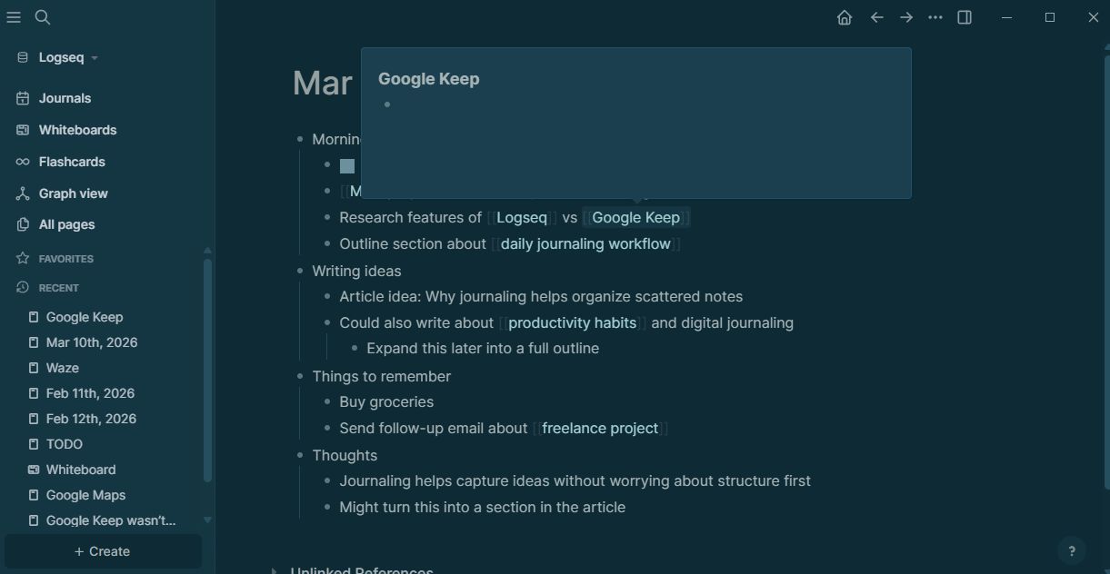 Google Keep is great, but Logseq's journal feature fixed my biggest ...