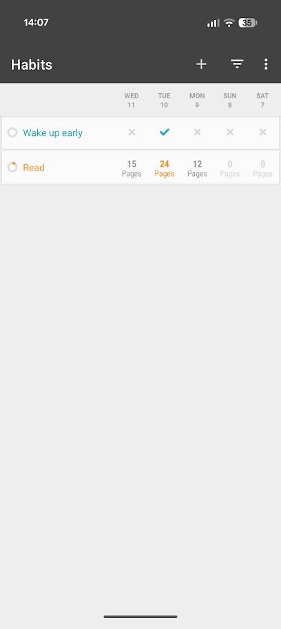 habit tracking app showing two habits