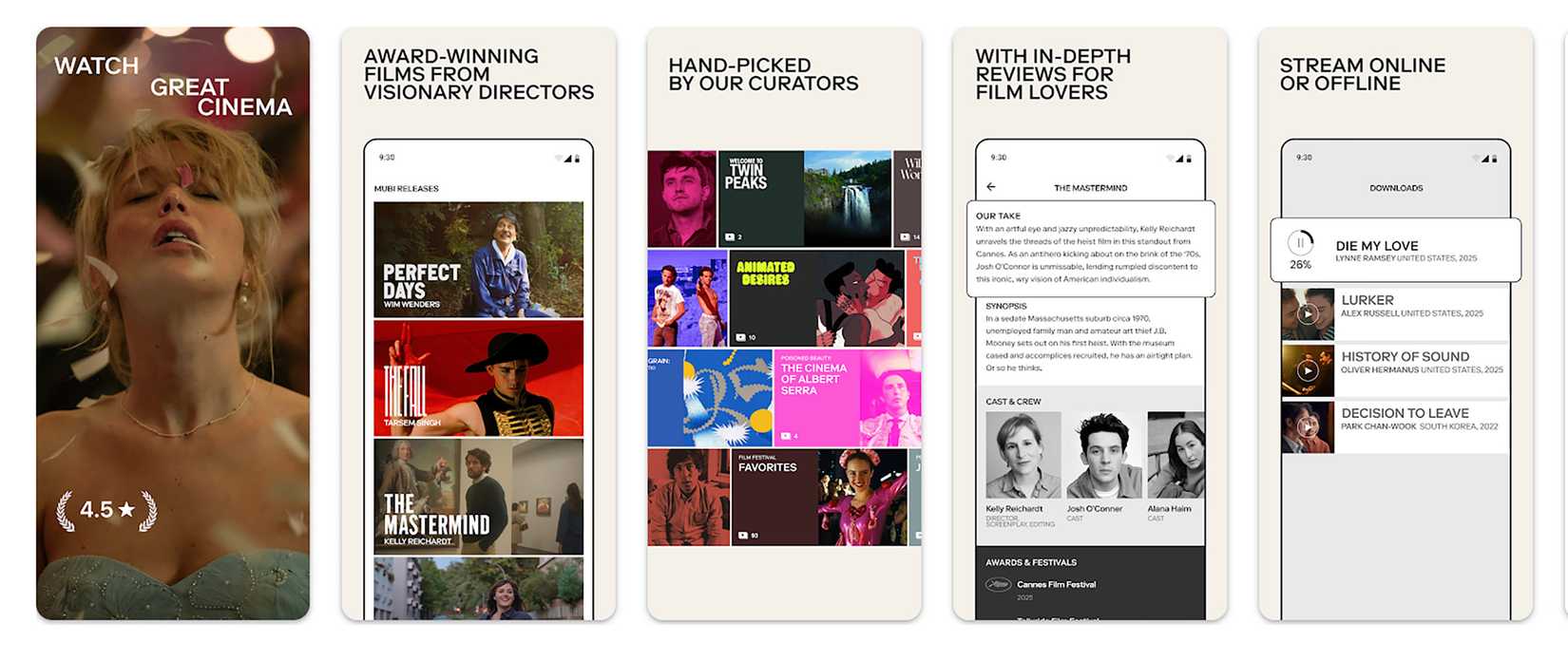 five screens of Mubi