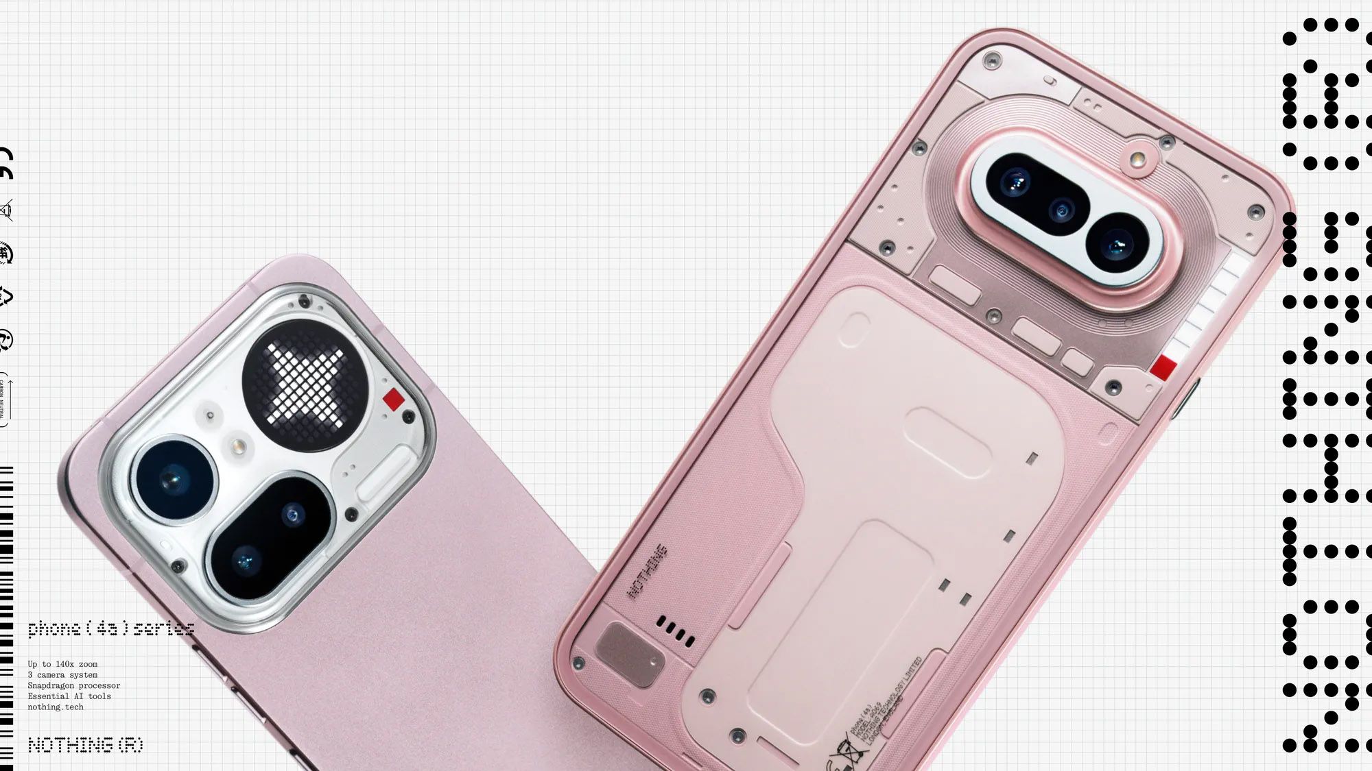 il rosa pallido Nothing Phone (4a) e Nothing Phone (4a) Pro
