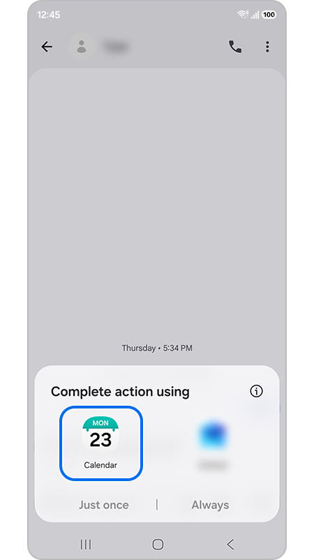 Image showing Now nudge opening a calendar app on S26