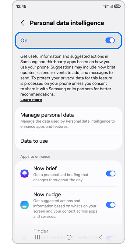 Image showing personal data intelligence in now nudge