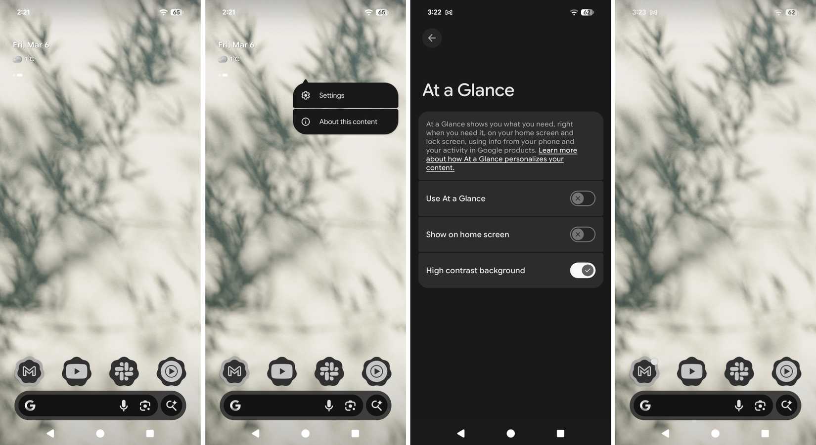 Capturas de tela destacando como remover o widget resumido.