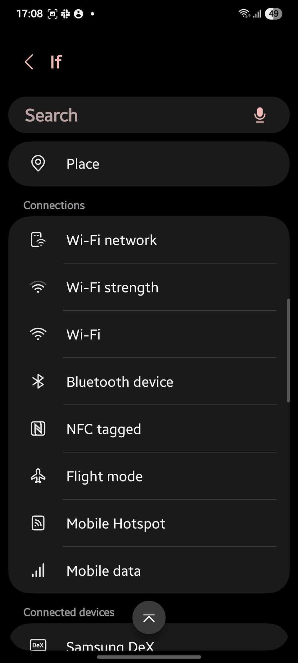 Screenshot showing If page in Routines