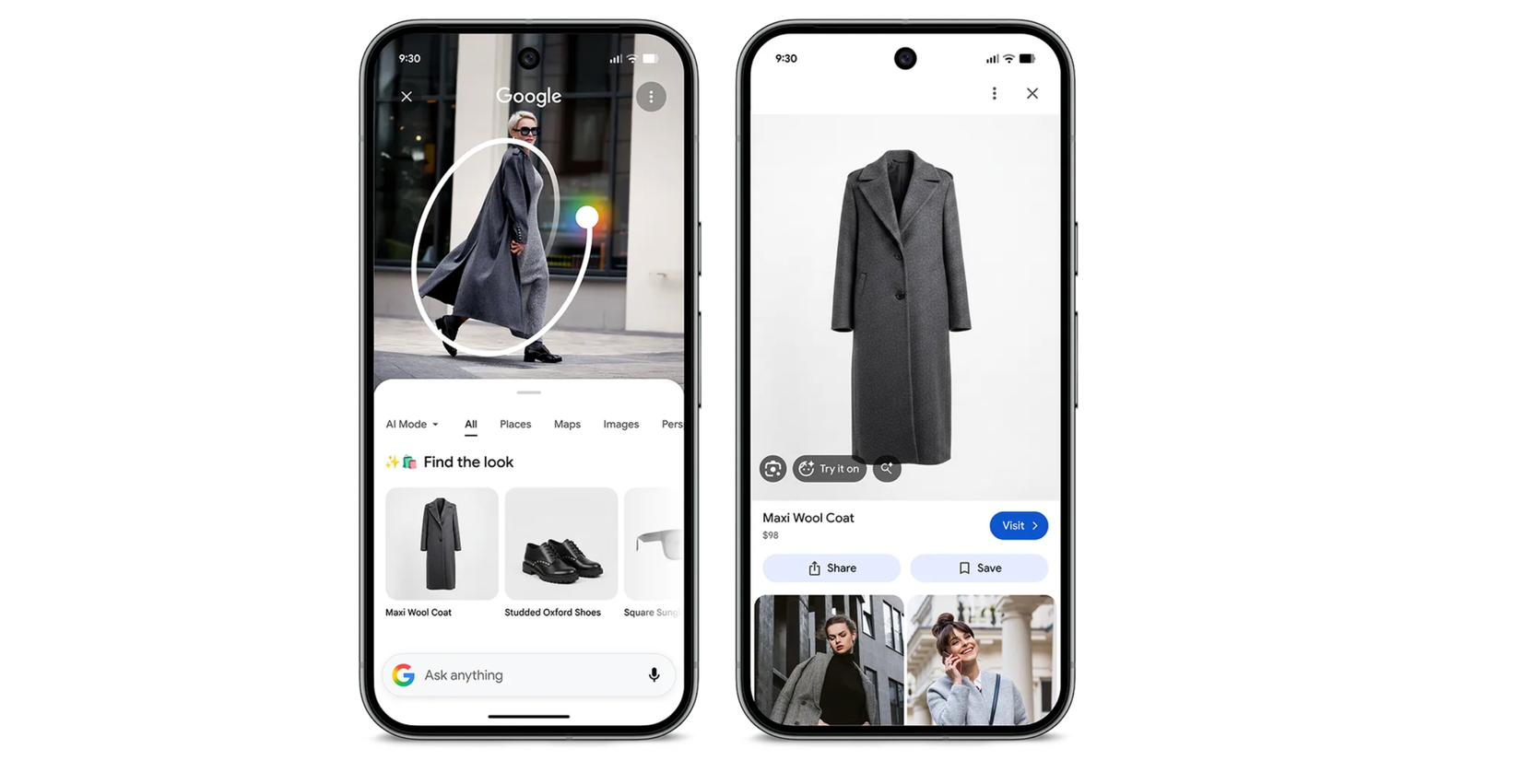 March Pixel Drop 2026 Circle to Search usando o recurso para procurar uma roupa para comprar