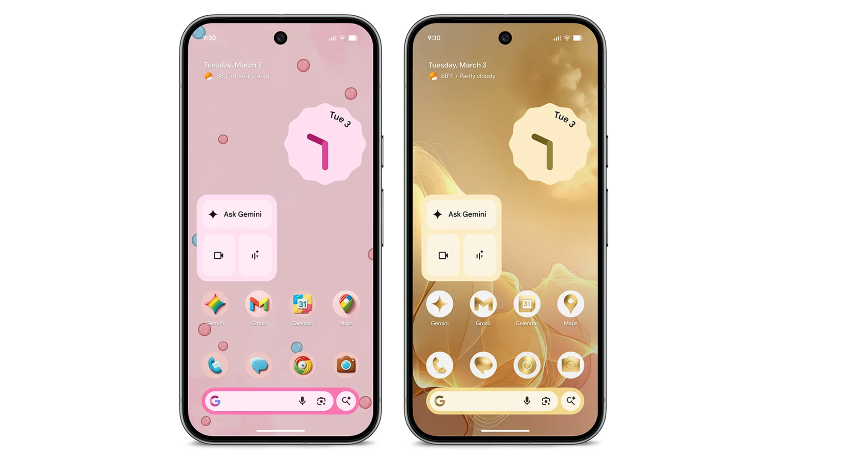 Ícones de IA do Google March Pixel Drop 2026