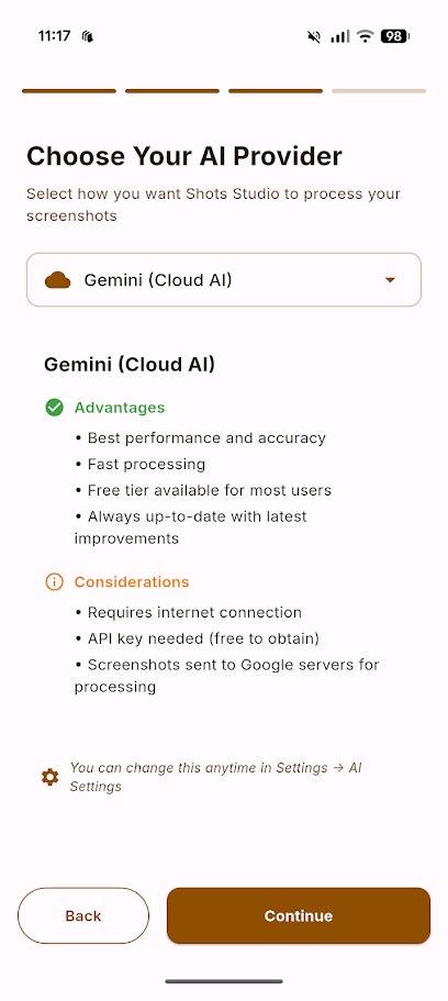 Spiegazione dell'app Gemini per gli scatti in studio