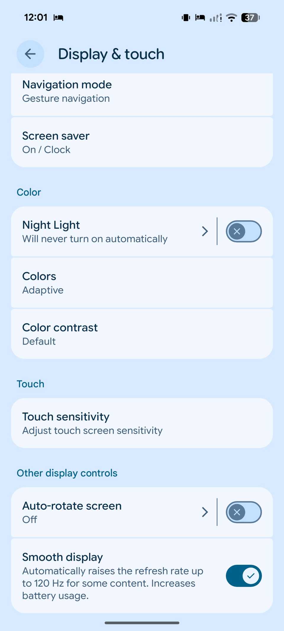 Pixel display menu
