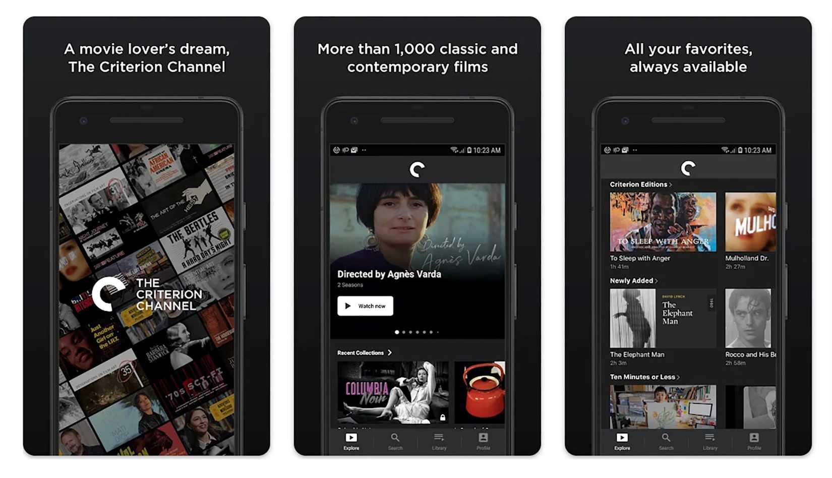 três telas da The Criterion Collection