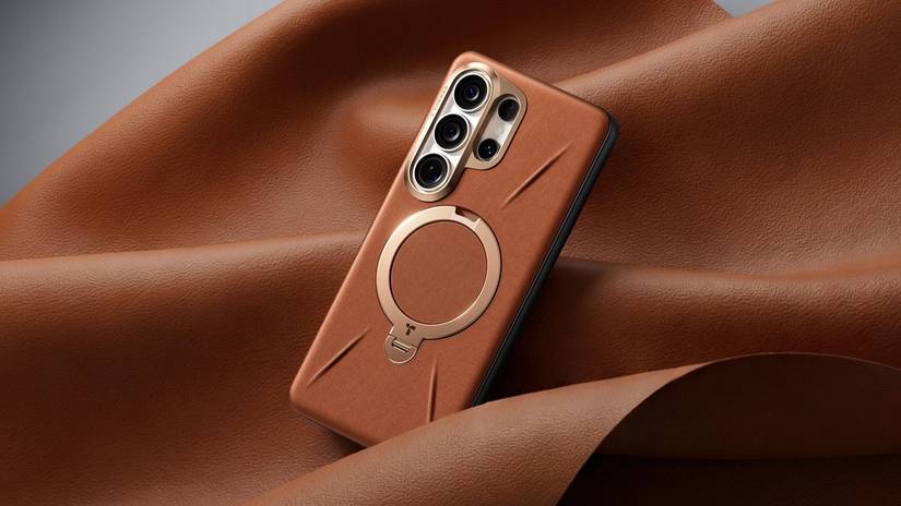 Capa TORRAS Ostand Q3 VegSkin para Samsung Galaxy S26 Ultra em uma amostra VegSkin