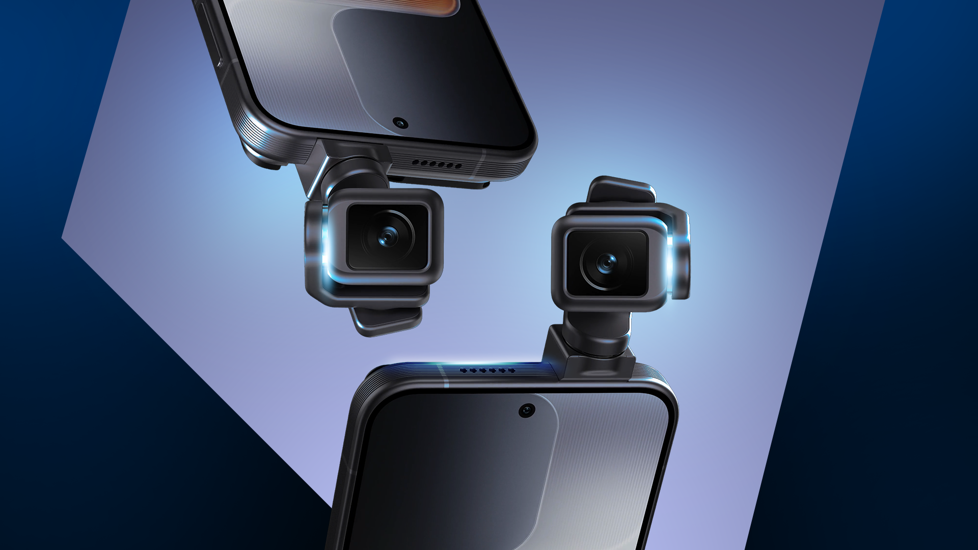 Two Honor Robot Phones a dark blue and grey background.