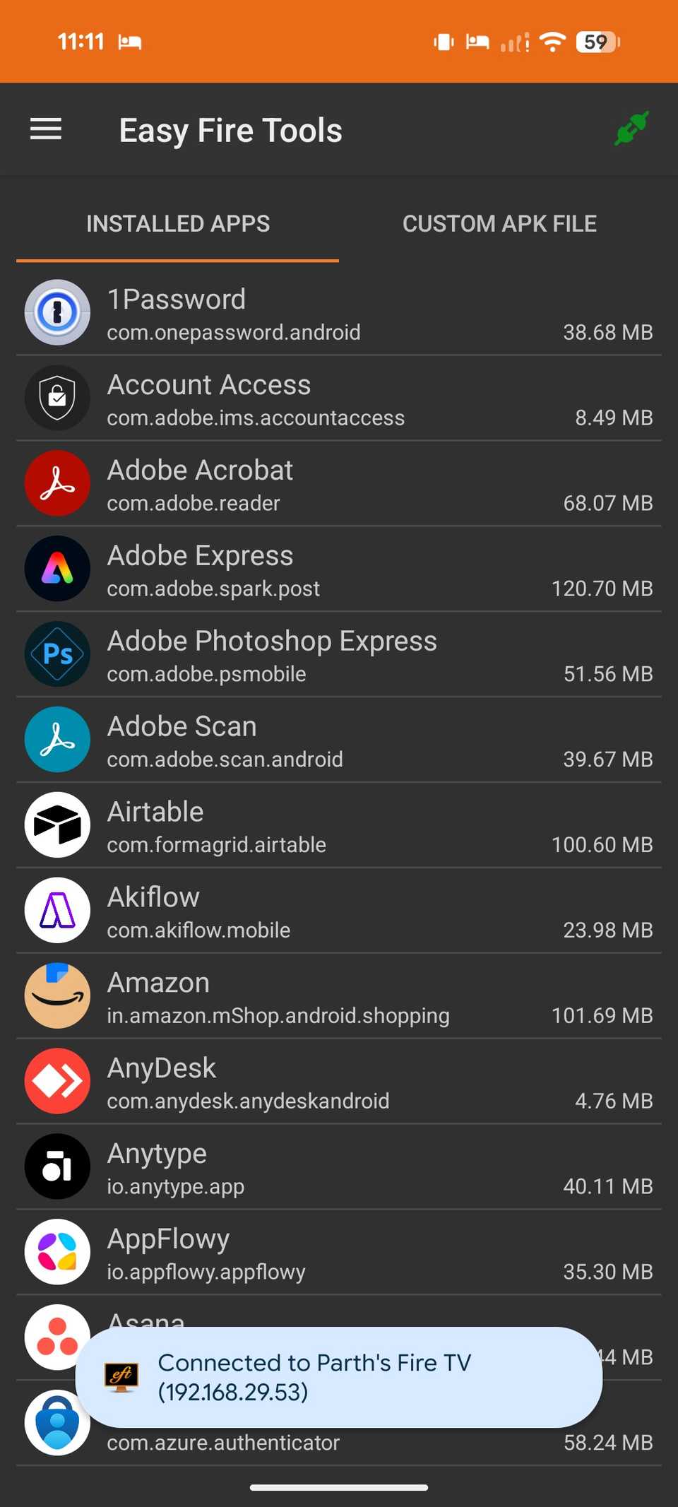 Menu principale di Easy Fire Tools