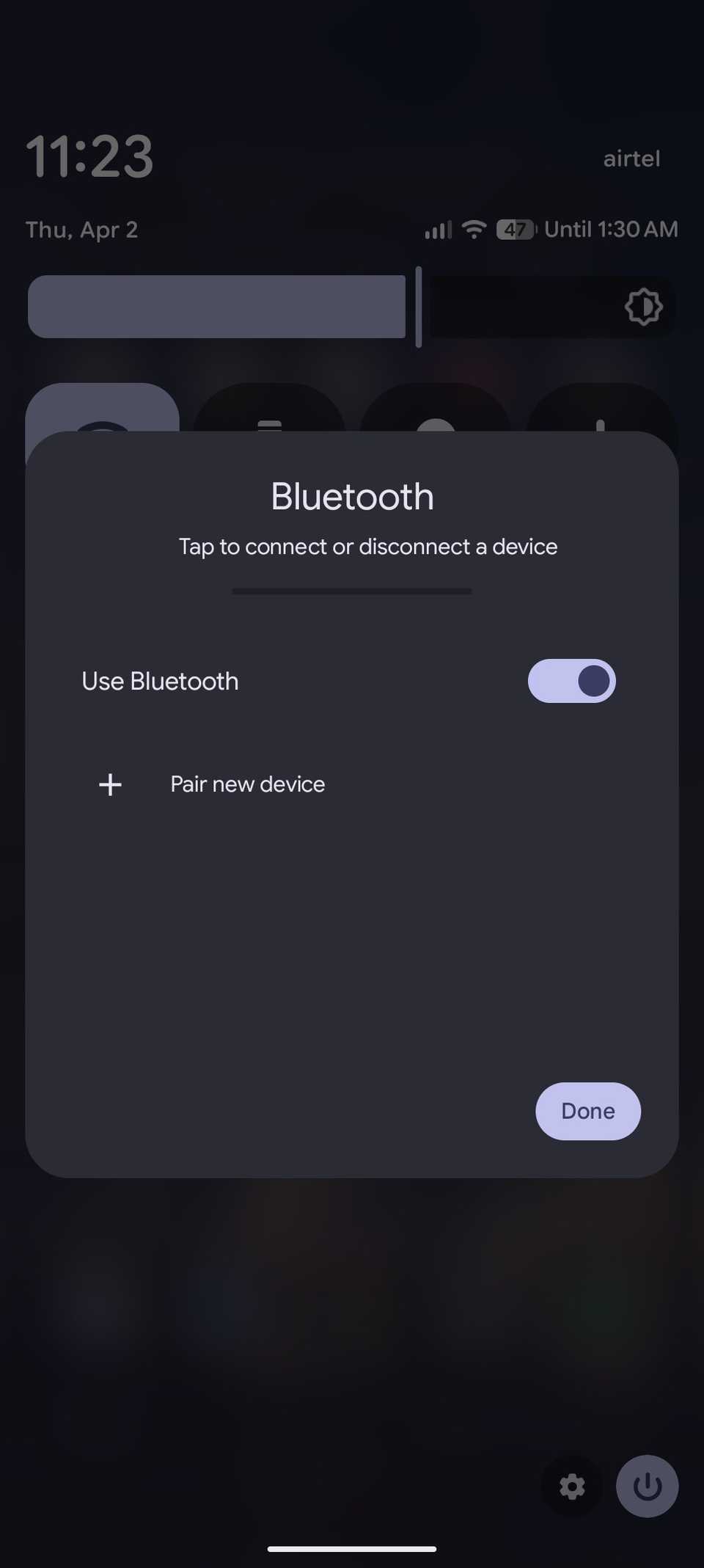 Tapping the Bluetooth label in Android 16 QPR1 brings a device menu
