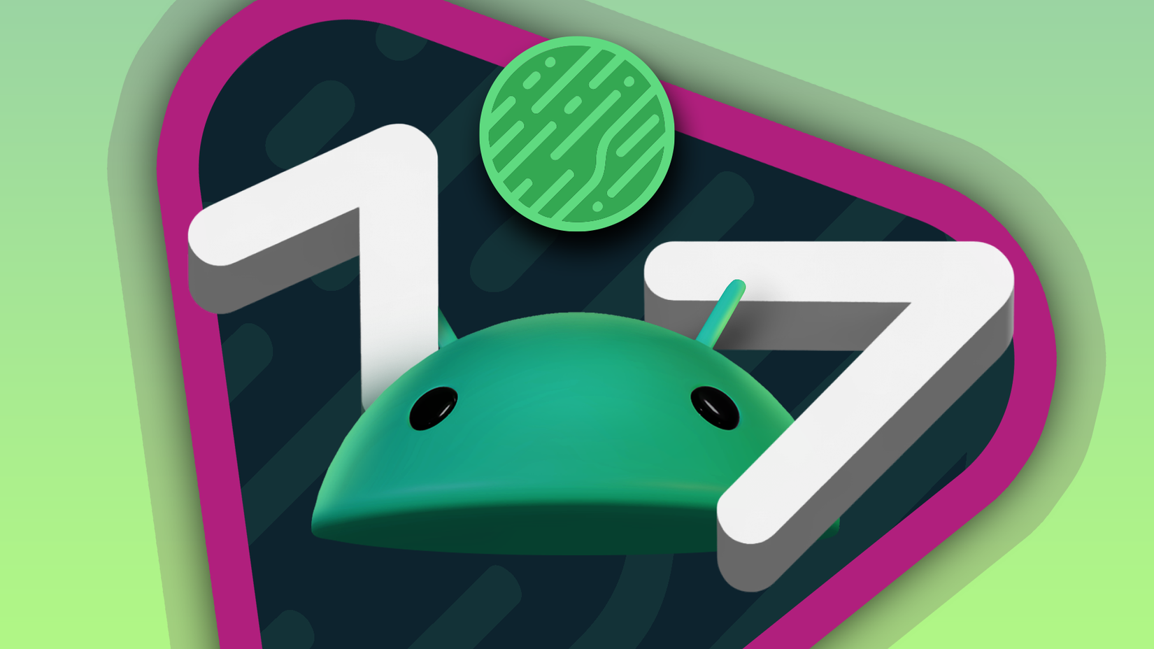 Logotipo do Android 17 com o mascote do Android aparecendo na parte inferior.