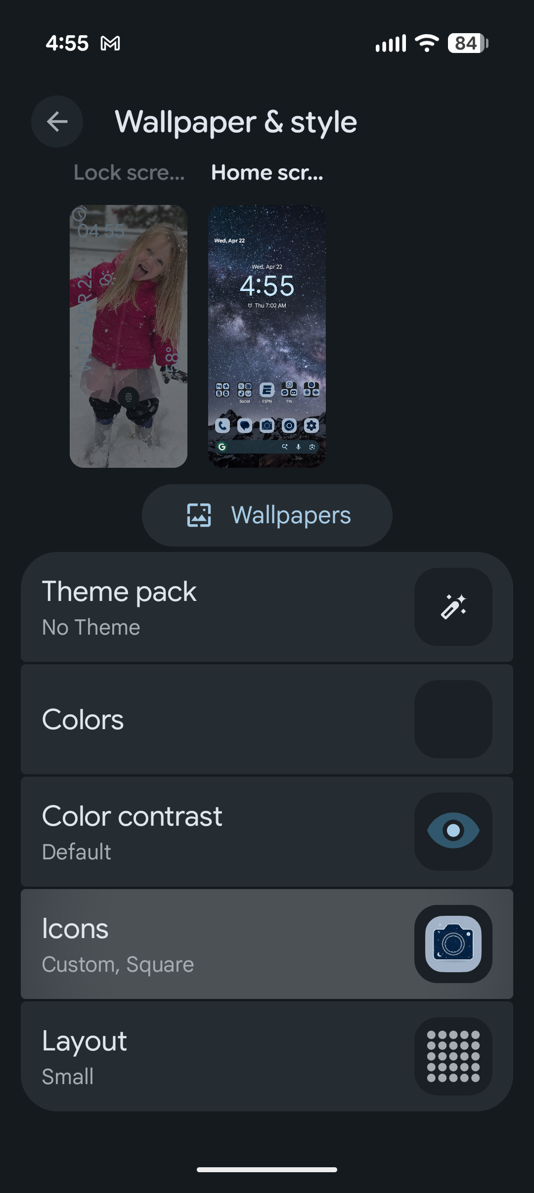 Android's icon styles make my home screen look like a piece of art