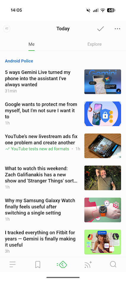 app feedly che mostra articoli della polizia Android