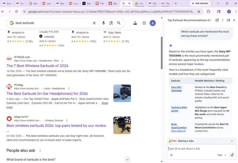 Captura de tela mostrando como comparar produtos usando Gemini no Chrome