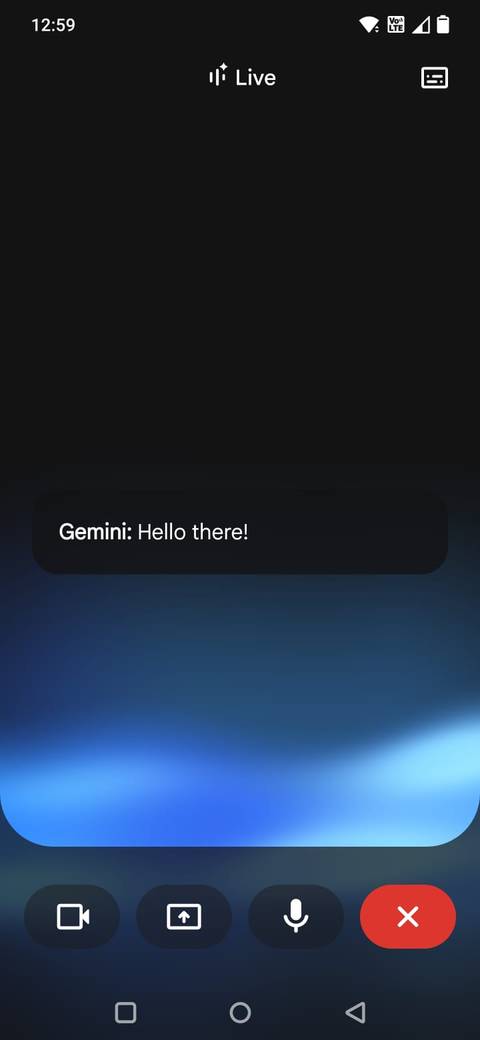 Screenshot showing the Gemini Live screen