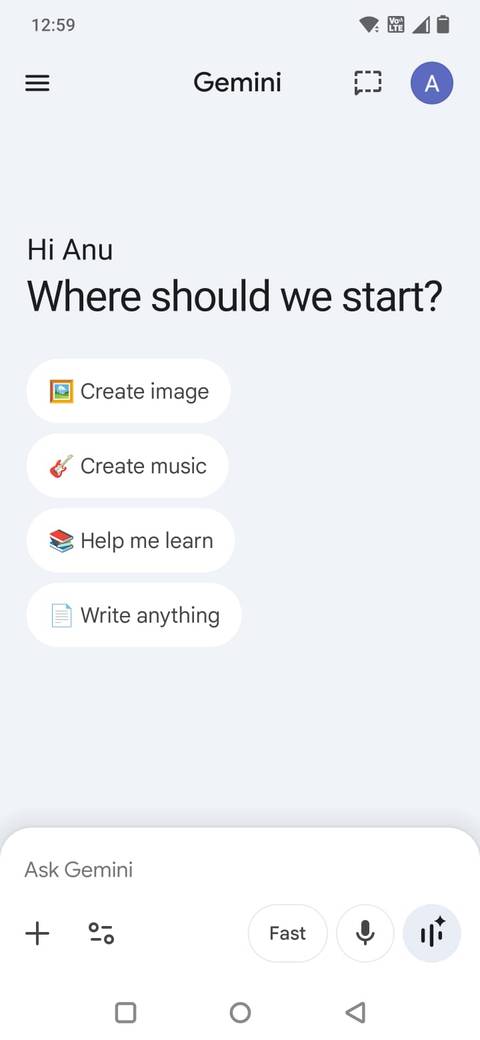 Screenshot showing the Gemini app