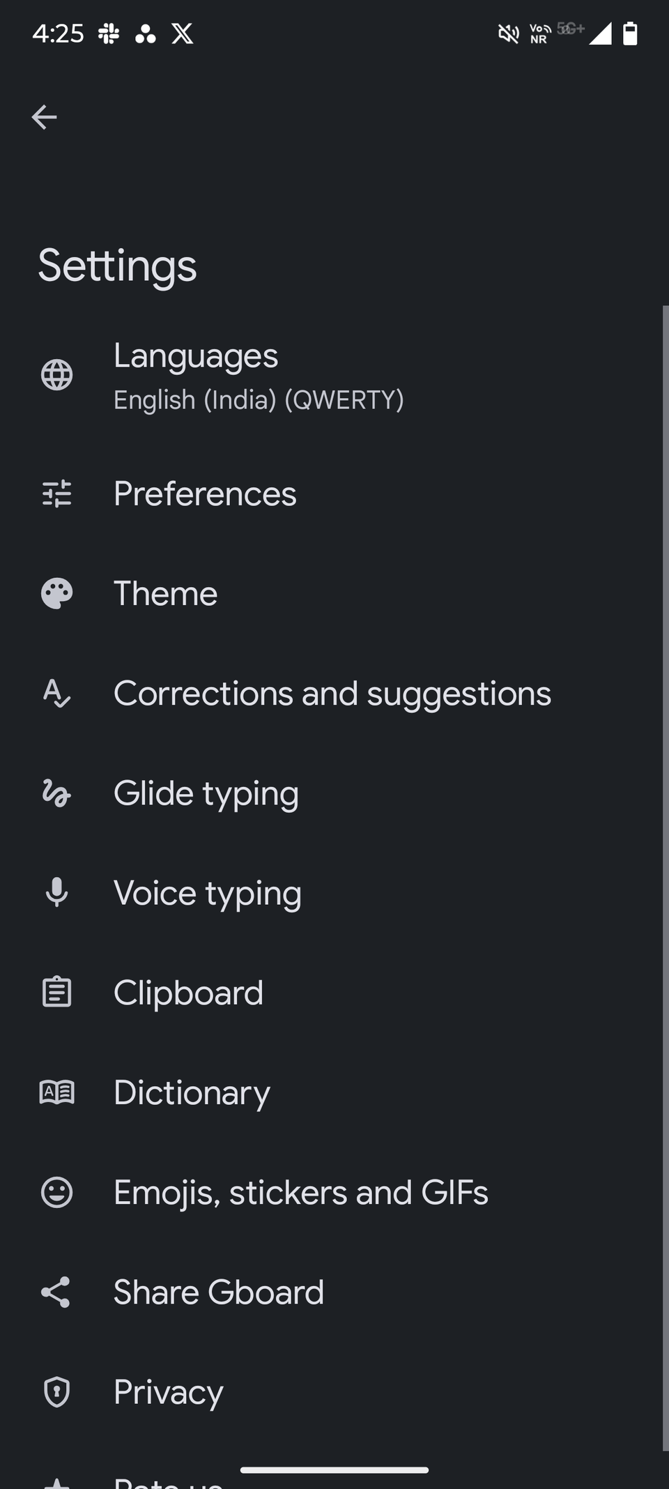 Screenshot showing Glide typing option in Gboard's setting