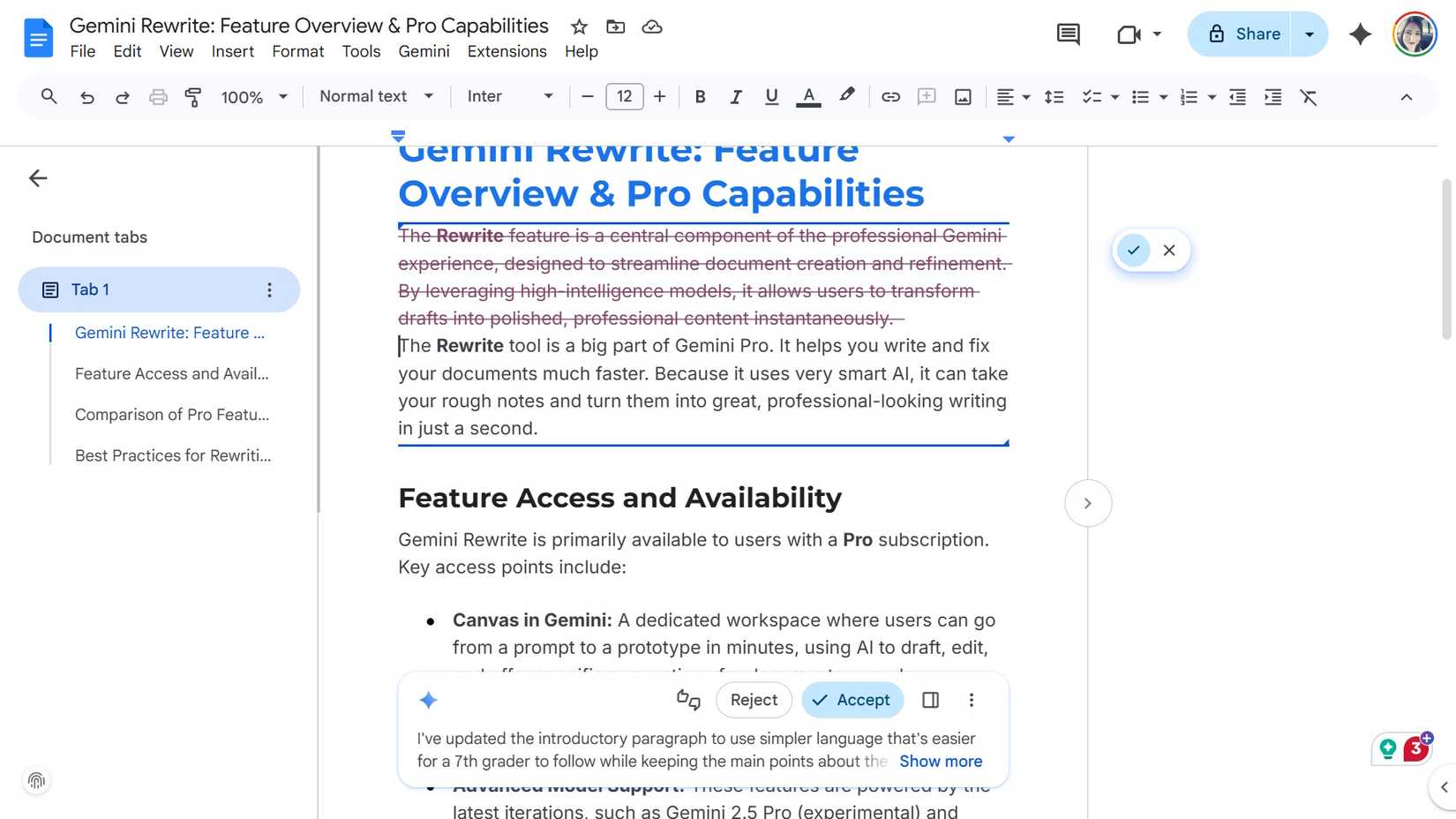 Using a custom prompt to change a rewrite into a 7th grader level of understanding in the lede